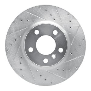 BMW X4 Brake Rotor (1) - Front Right - R1 Concepts - Drilled & Slotted - Silver - `11-`18